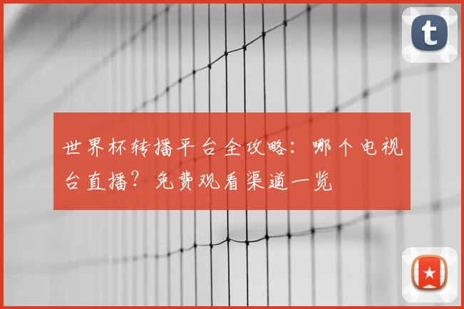 世界杯转播平台全攻略:哪个电视台直播?免费观看渠道一览